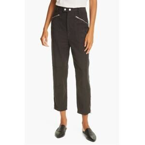 Frame Moto Zip Crop Pants Washed Black Sz 29 Grunge Punk Biker Goth